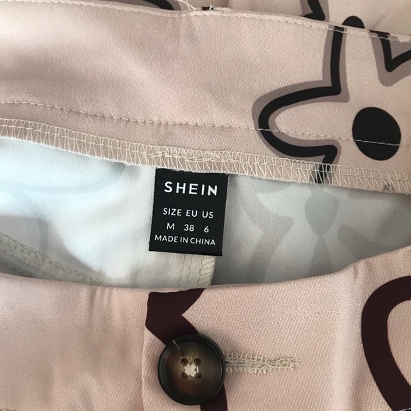 🔴 4/$15 SHEIN Qutie Beige & Brown Floral Print Straight Leg Pants size 6 in EUC - Picture 14 of 16